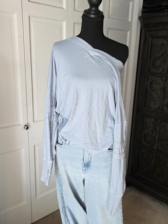 SO Tops - SO Blue Oversized V Neck Lounge Top Casual Soft Size M NWT 100% Cotton